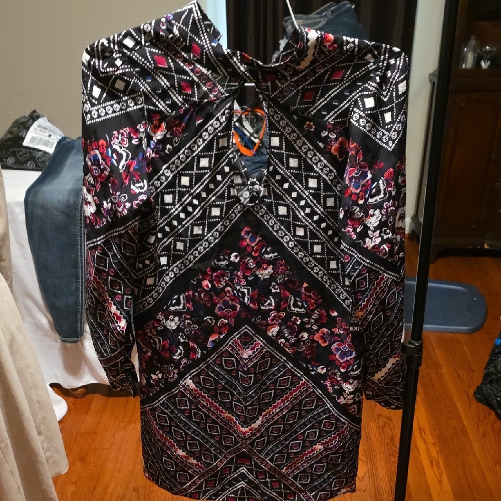 Express Black and Red Geometric Women's dress